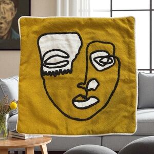 World Market Pablo Picasso Abstract Art Pillow Cover Appliqué Single Line Piping